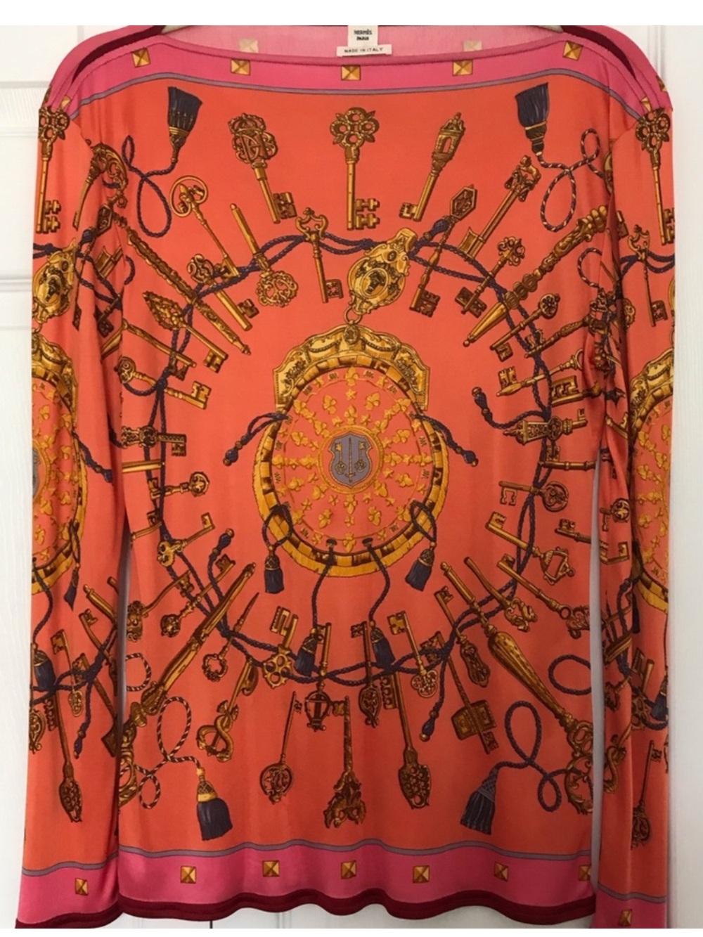 Authentic Hermes Les Cles Long Sleeve Top EUC
